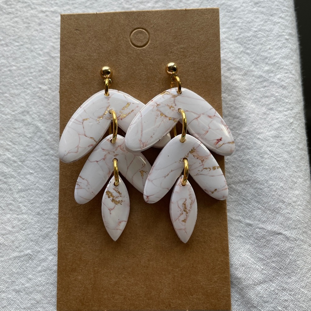 Marble Collection Handmade Polymer Clay Dangly Earrings